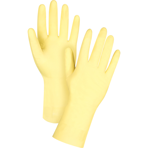 Premium Canary Yellow Chemical-Resistant Gloves, Size Large/9, 12" L, Rubber Latex, Flock-Lined Inner Lining, 18-mil Sécurité Médic