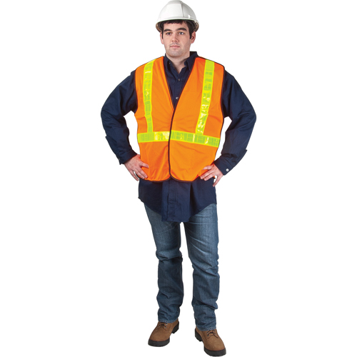 Veste de s&eacute;curit&eacute; pour la circulation d&eacute;tachable en cinq points, Orange haute visibilit&eacute;, Grand, Polyester Sécurité Médic