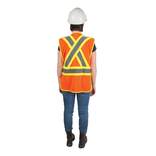 Veste d'arpenteur haute visibilit&eacute;, conforme &agrave; la CSA, Orange haute visibilit&eacute;, Grand, Polyester Sécurité Médic