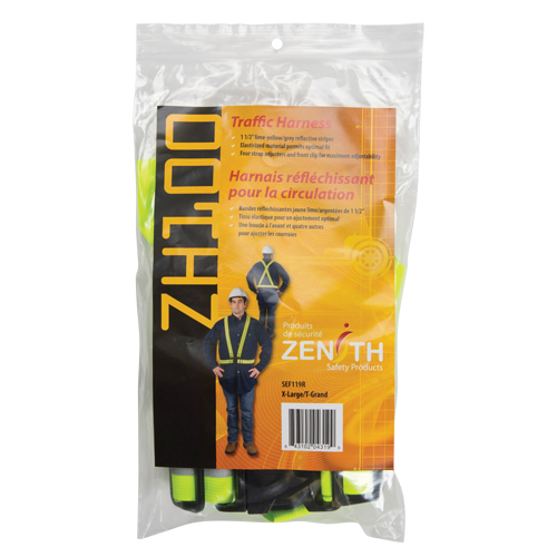 Standard-Duty Safety Harness, High Visibility Lime-Yellow, Silver Reflective Colour, X-Large Sécurité Médic