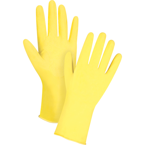 Canary Yellow Chemical-Resistant Gloves, Size 7, 12" L, Latex, Flock-Lined Inner Lining, 15-mil Sécurité Médic