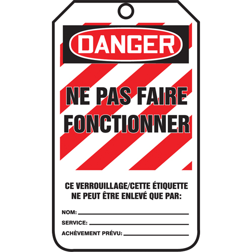 Lockout Tags, Plastic, 3-3/8" W x 5-5/8" H, French Sécurité Médic