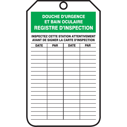 Inspection Tags, Cardstock, 3-1/8" W x 5-7/8" H, French Sécurité Médic