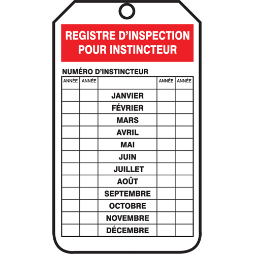 Inspection Tags, Plastic, 3-1/8" W x 5-7/8" H, French Sécurité Médic