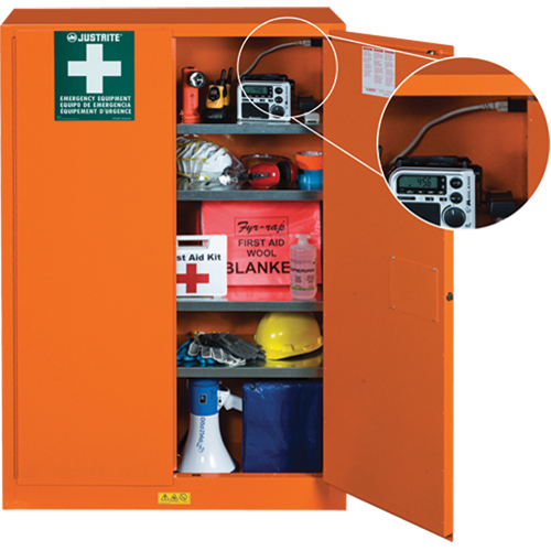 Armoires de rangement pour pr&eacute;paration aux situations d'urgence, Acier, 4 Tablettes, 65" h x 43" la x 18" P, Orange Sécurité Médic