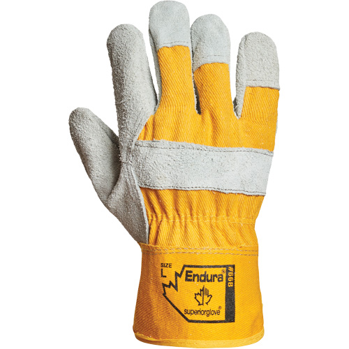Gants d'ajusteur Endura, Grand, Paume en Cuir refendu, Doublure en Coton Sécurité Médic