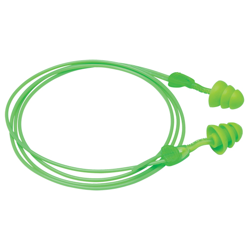 Bouchons d'oreilles r&eacute;utilisables Glide Trio, Avec cordon, Vrac - &agrave; nu, 27 dB NRR, Taille unique Sécurité Médic