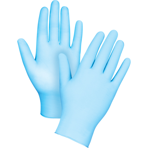 Gants tactiles jetables de calibre m&eacute;dical, Petit, Nitrile/vinyle, 4,5 mils, Sans poudre, Bleu, Classe 2 Sécurité Médic