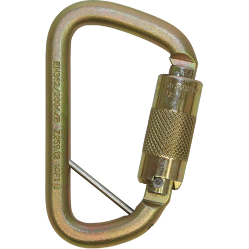 Rollgliss Technical Rescue Offset D Fall Arrest Carabiner, Steel, 3600 lbs Capacity Sécurité Médic