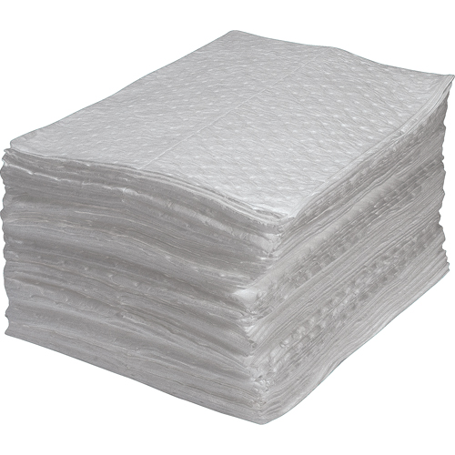 Feuilles absorbantes en fibres fines de premi&egrave;re qualit&eacute;, Huile seulement, 15" x 17", 25 gal. d'absorption Sécurité Médic