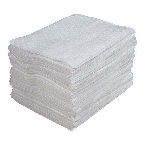 Feuilles absorbantes lamin&eacute;es (SMS) de premi&egrave;re qualit&eacute;, Huile seulement, 15" x 17", 25 gal. d'absorption Sécurité Médic