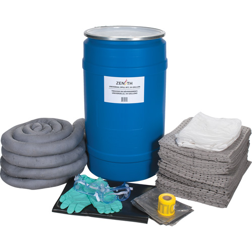 Large-Capacity Spill Kit, Universal, Drum, 30 US gal. Absorbancy Sécurité Médic
