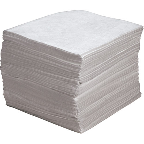 Feuilles absorbantes souffl&eacute;es de premi&egrave;re qualit&eacute;, Huile seulement, 15" x 17", 30 gal. d'absorption Sécurité Médic
