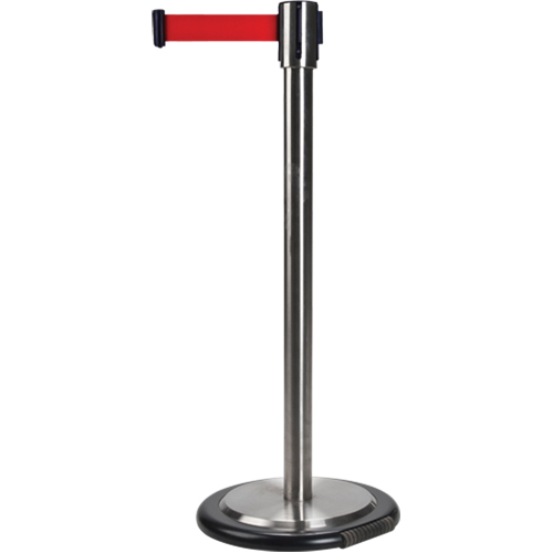Free-Standing Crowd Control Barrier, Steel, 35" H, Red Tape, 12' Tape Length Sécurité Médic