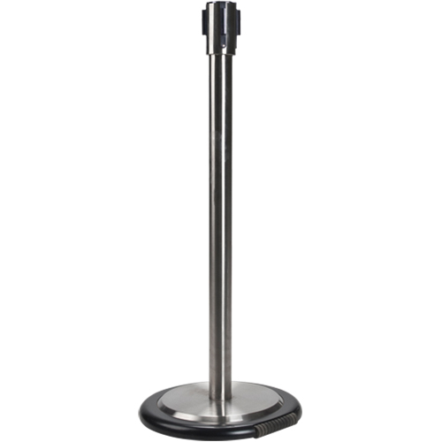 Free-Standing Crowd Control Barrier Receiver Post With Wheels, 35" High, Stainless Sécurité Médic