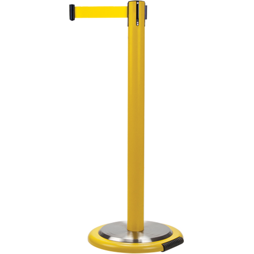 Free-Standing Crowd Control Barrier, Steel, 35" H, Yellow Tape, 7' Tape Length Sécurité Médic