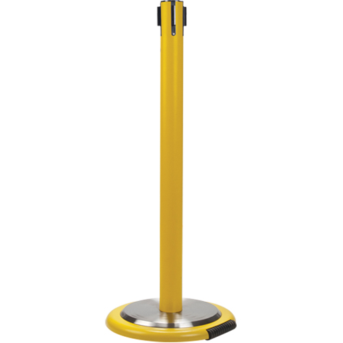 Free-Standing Crowd Control Barrier Receiver Post With Wheels, 35" High, Yellow Sécurité Médic