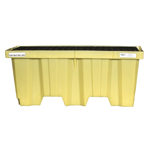 Palettes Poly-Spillpallet emboîtables avec drain pour 2 barils, Capacit&eacute; de d&eacute;versement 66 gal. US, 51" x 26" x 21" Sécurité Médic