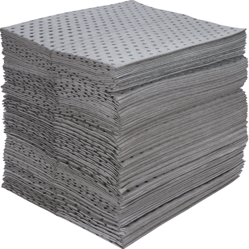 Feuilles absorbantes en fibres fines de calibre industriel, Universel, 15" x 17", 40 gal. d'absorption Sécurité Médic