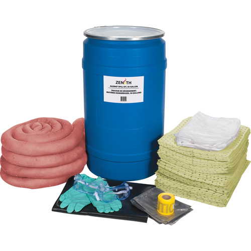 Trousse de lutte contre les d&eacute;versements, Mati&egrave;res dangereuses, Baril, Absorbance de 30 gal. US Sécurité Médic