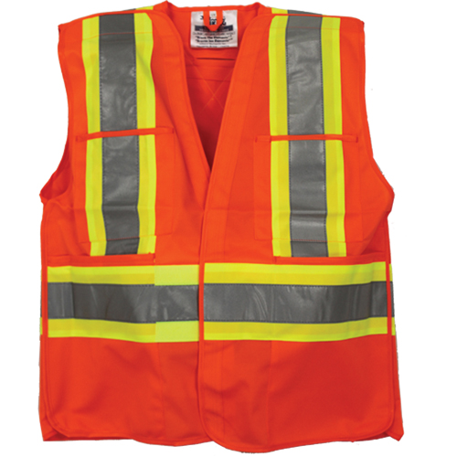 Tear Away Safety Vest, High Visibility Orange, 4X-Large/5X-Large, Polyester Sécurité Médic