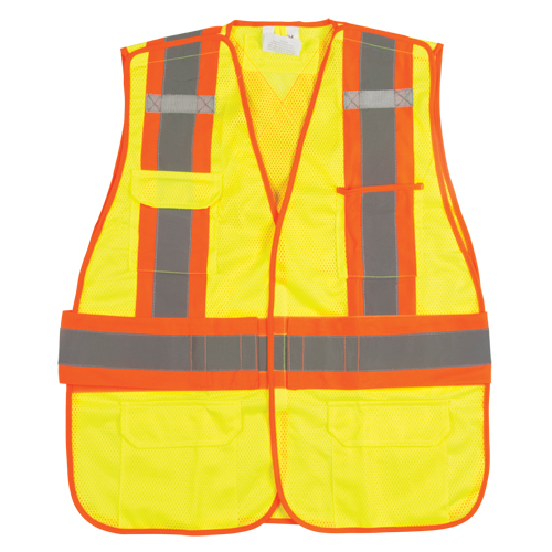 CSA Compliant High Visibility Surveyor Vest, High Visibility Lime-Yellow, 2X-Large, Polyester Sécurité Médic