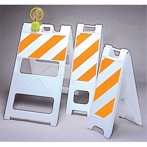 Barricades, Folding, 13" L x 45" H, Orange/White Sécurité Médic