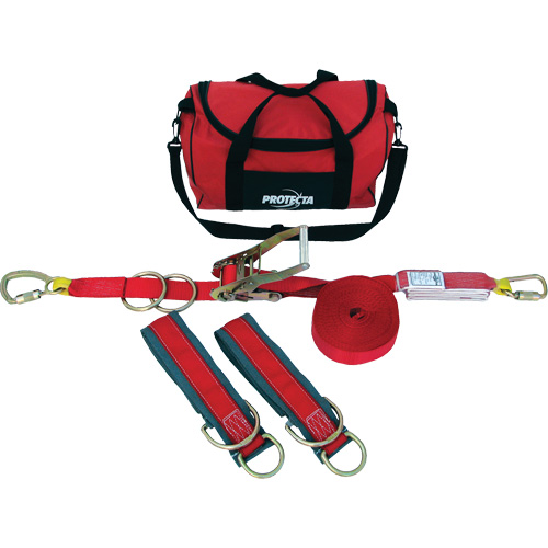 PRO-Line Temporary Horizontal Lifeline System, 60', Web, Swivel Sécurité Médic
