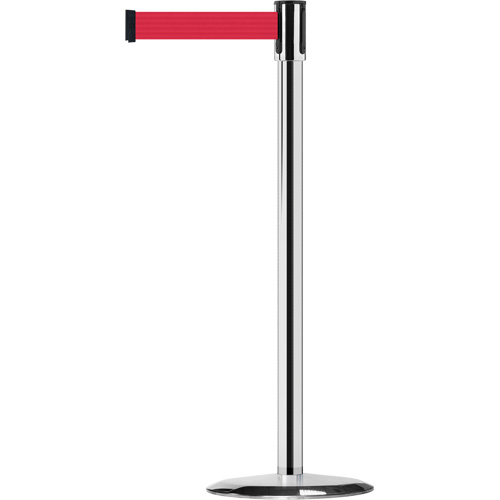 Montant pour barri&egrave;re Slimline TensaBarrier, Acier, 38" h, Ruban Rouge, Longueur du ruban 7,5' Sécurité Médic