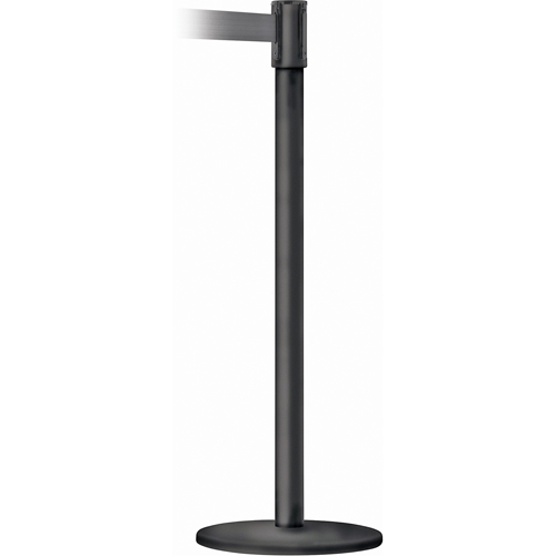 Montant pour barri&egrave;re Slimline TensaBarrier, Acier, 38" h, Ruban Noir, Longueur du ruban 7,5' Sécurité Médic