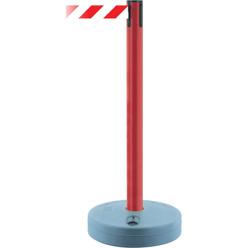 Montant ext&eacute;rieur pour barri&egrave;re TensaBarrier, Plastique, 37" h, Ruban Blanc/Rouge, Longueur du ruban 13' Sécurité Médic