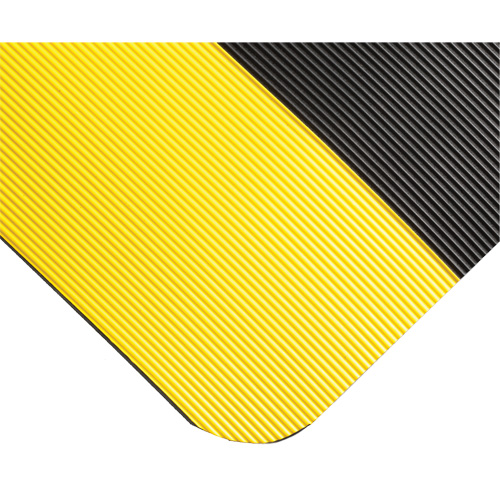 Corrugated Switchboard Matting No.702, 3' W x 10' L, 1/4" Thickness, Black/Yellow, PVC Sécurité Médic