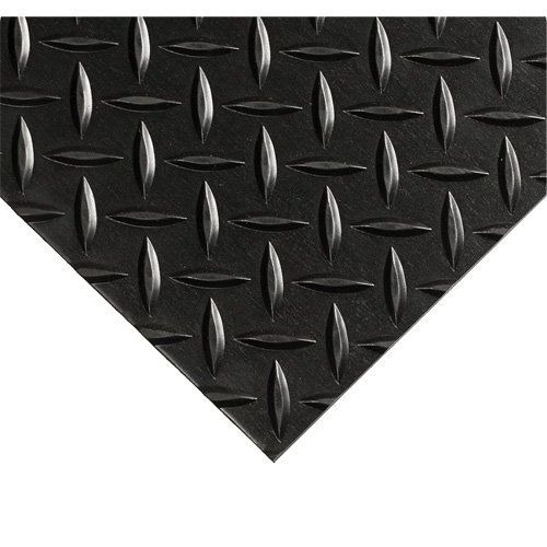 Diamond-Plate Switchboard Matting No.701, 3' W x 10' L, 1/4" Thickness, Black, PVC Sécurité Médic