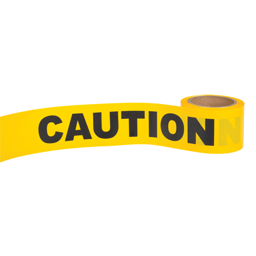 Ruban pour barricade Caution, Anglais, 3" la x 300' lo, 1,5 mil, Noir sur jaune Sécurité Médic