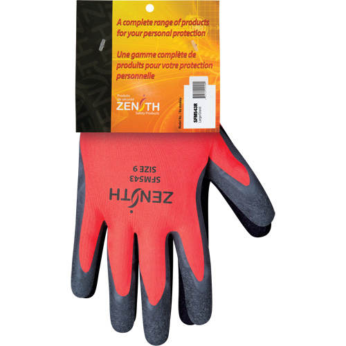 Coated Gloves, 9, Rubber Latex Coating, 13 Gauge, Polyester Shell Sécurité Médic