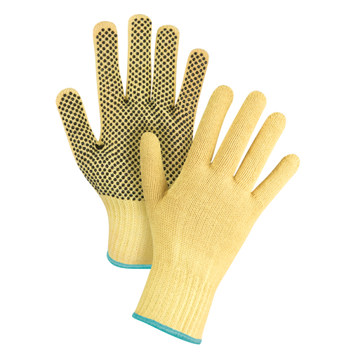 Gants tricot&eacute;s sans couture &agrave; pois, Taille T-Grand/10, Calibre 7, Rev&ecirc;tement PVC, Enveloppe en Kevlar, ASTM ANSI niveau A2/EN 388 niveau 3 Sécurité Médic