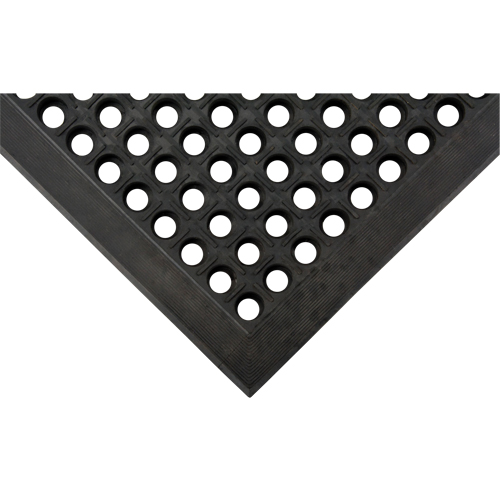 Anti-Fatigue Matting, Slotted, 3' x 5' x 7/8", Black, Natural Rubber Sécurité Médic