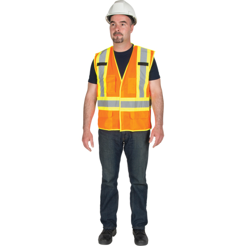 Veste de s&eacute;curit&eacute; d&eacute;tachable en cinq points de premi&egrave;re qualit&eacute;, Orange haute visibilit&eacute;, Grand/T-Grand, Polyester Sécurité Médic
