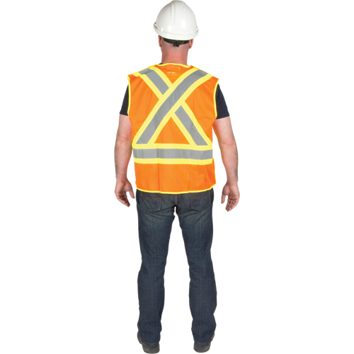 Veste de s&eacute;curit&eacute; d&eacute;tachable en cinq points de premi&egrave;re qualit&eacute;, Orange haute visibilit&eacute;, Grand/T-Grand, Polyester Sécurité Médic