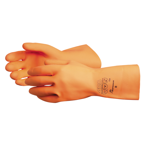 408 Heavyweight Gloves, Size Small/7, 13" L, Latex, Flock-Lined Inner Lining, 30-mil Sécurité Médic