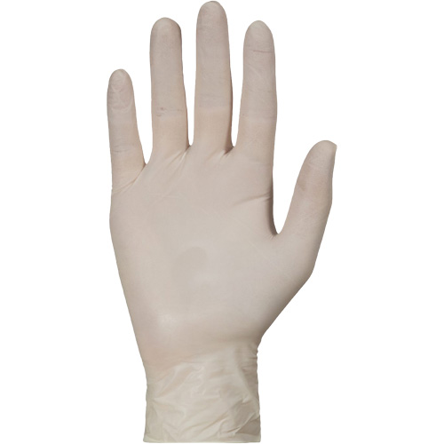 Gants jetables de calibre examen m&eacute;dical KeepKleen, Grand, Latex, 5 mils, Sans poudre, Blanc, Classe 2 Sécurité Médic