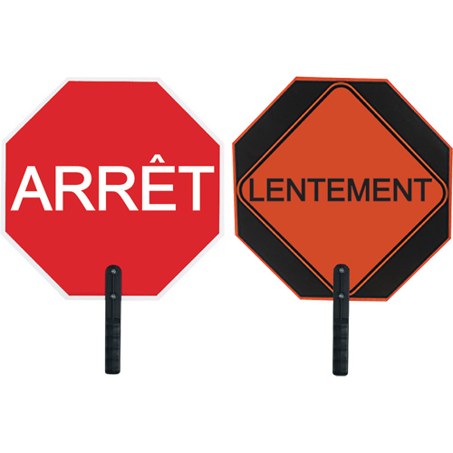 Double-Sided "Arr&ecirc;t/Lentement" Traffic Control Sign Sécurité Médic