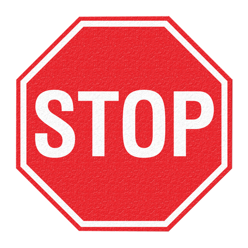 "Stop" Floor Sign, Adhesive, English with Pictogram Sécurité Médic