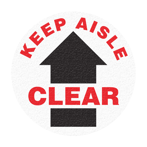 "Keep Aisle Clear" Floor Sign, Adhesive, English with Pictogram Sécurité Médic