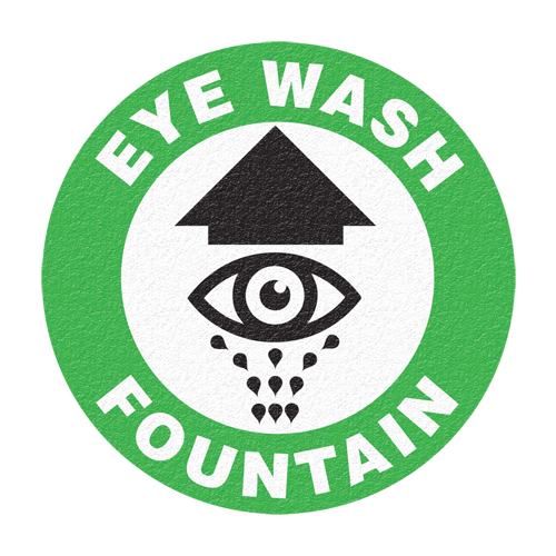 "Eye Wash Fountain" Floor Sign, Adhesive, English with Pictogram Sécurité Médic
