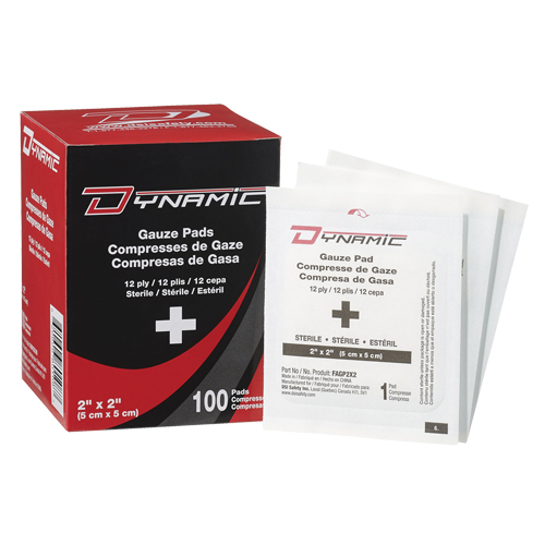 Gaze Dynamic, Tampon, 2" lo x 2" la, St&eacute;rile, Dispositif m&eacute;dical Classe 1 Sécurité Médic