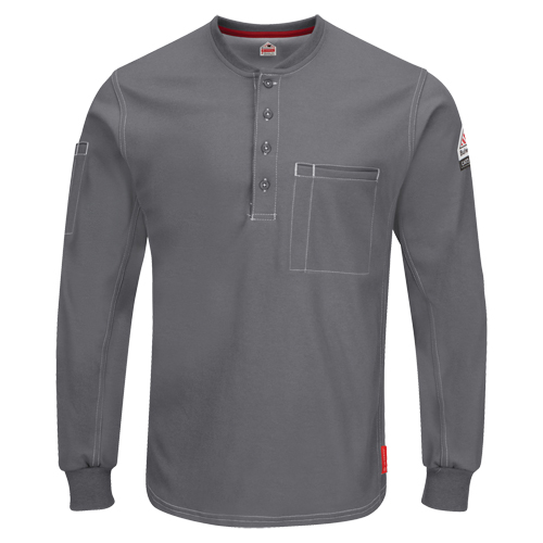 Chemises Henley Excel FR &agrave; manches longues, Petit, Gris Sécurité Médic