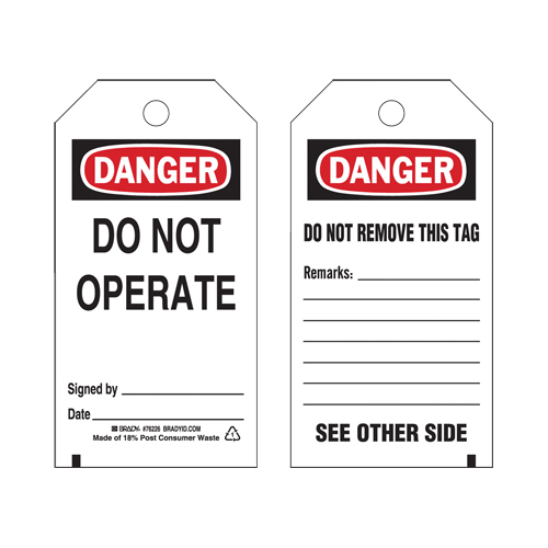 Lockout Tags, Plastic, 3" W x 5-3/4" H, English Sécurité Médic