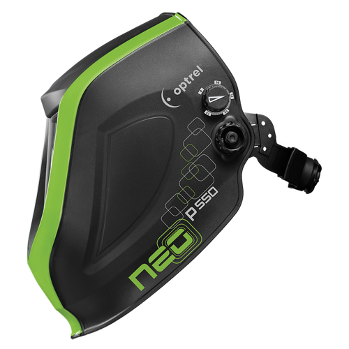 P550 Welding Helmet, 3.94" L x 1.97" W View Area, 4/9 - 13 Shade Range, Black/Green Sécurité Médic