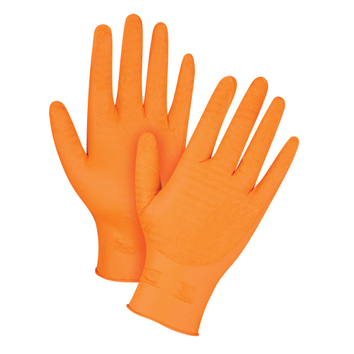 Heavyweight Gripper Gloves, Medium, Nitrile, 7-mil, Powder-Free, Orange Sécurité Médic